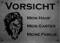 Preview: Edelstahl Warnschild Hovawart VORSICHT Mein Haus mein Garten meine Familie